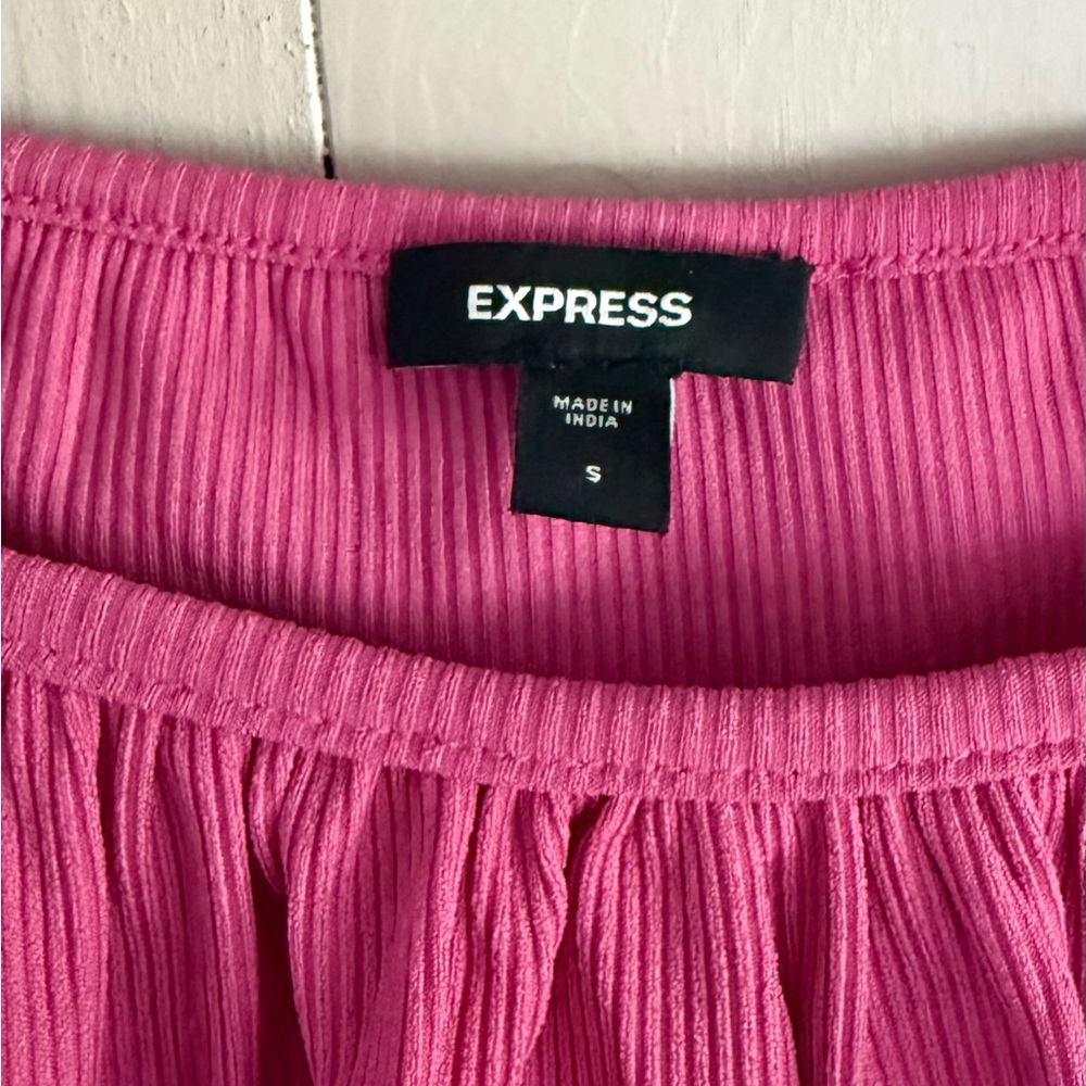 Express Pink Off-Shoulder Ruffle Bodysuit - Picture 2 of 4
